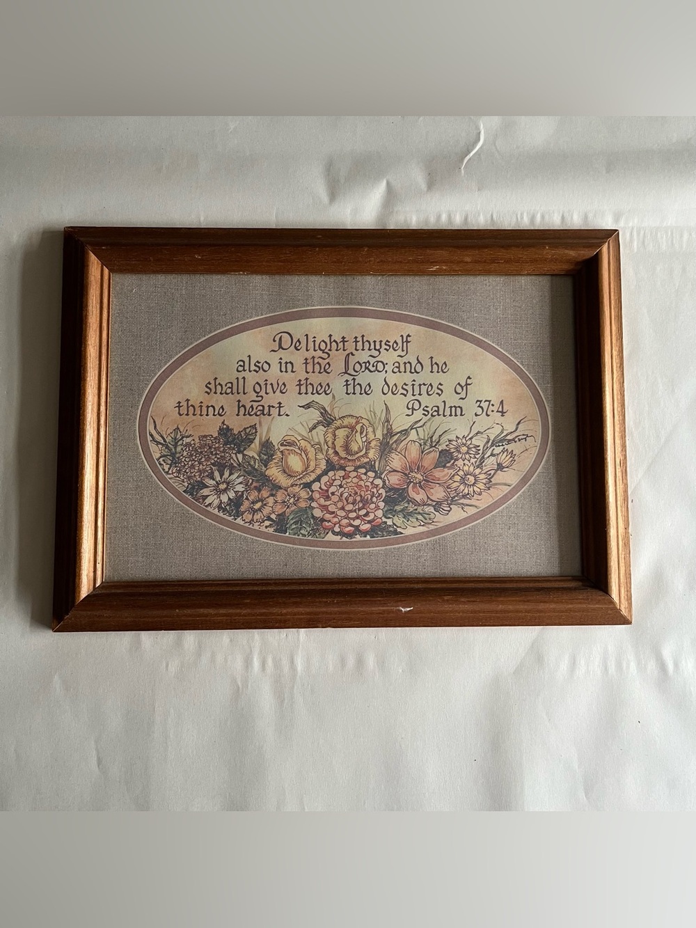 Vintage Cottagecore Wood Picture Photo Frames w/ Psalm Print 10x14”